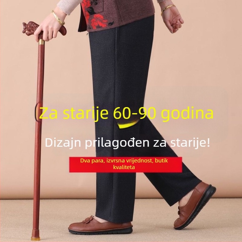 Casual hlače ravnog kroja, visokim strukom, podstavljene flisom, debela topla tkanina, poliester