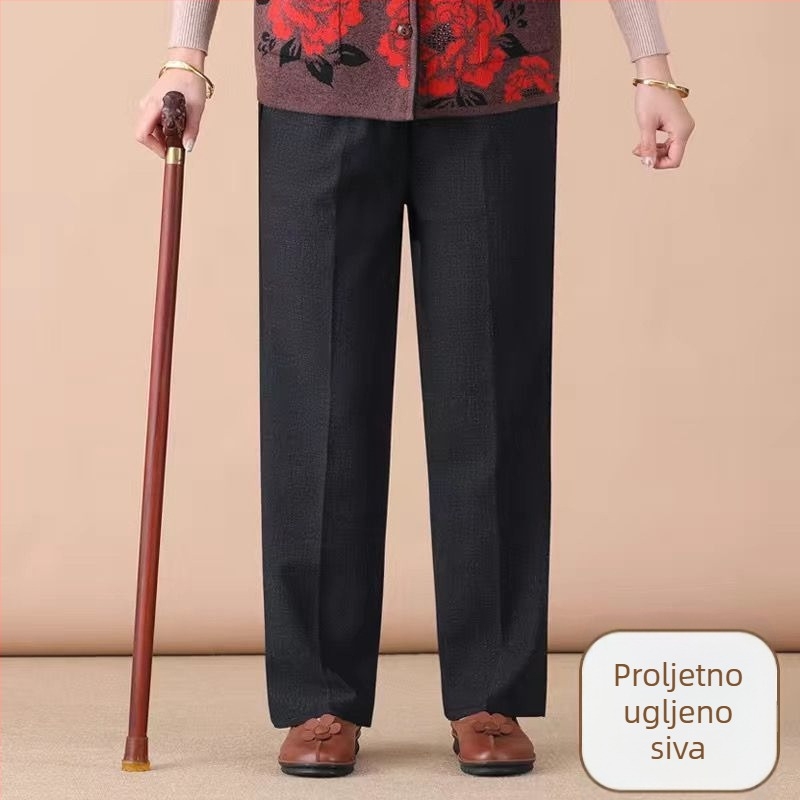 Casual hlače ravnog kroja, visokim strukom, podstavljene flisom, debela topla tkanina, poliester