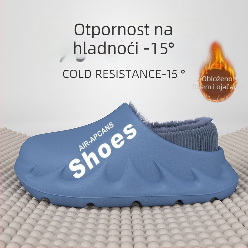 Papuče EVA za zimu, vodootporne, s fleece podstavom, protuklizne, zatvorenim petama, debeli potplat