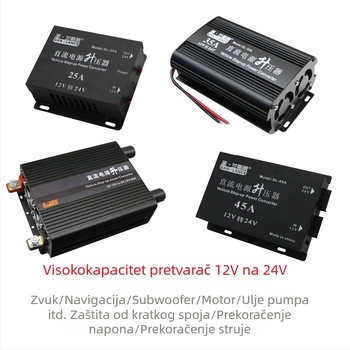 DC Boost pretvarač 12V–24V, 600W, HS-25A booster model, metalno kućište, modul vozila za dieselski grijač, subwoofer i pumpu ulja