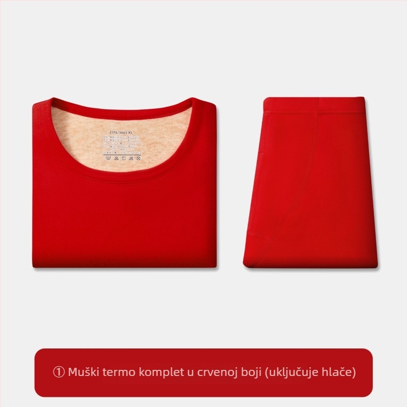 Zajednički toplinski komplet donjeg rublja, Derong tkanina, ekstra debeli 301–350 g/m², baršunasta podstava, okrugli izrez, dugi rukavi i hlače, osnovni sloj, Godina konja 2026