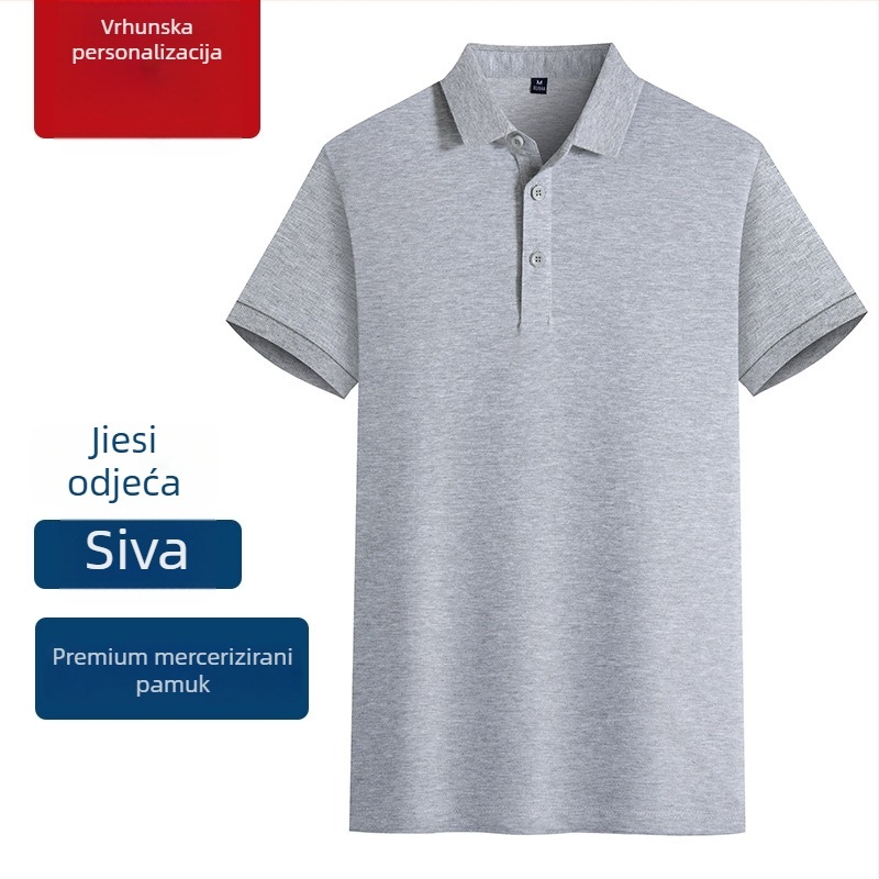 Polo majica od merceriziranog pamuka za radnu uniformu, s izšivenim logom, kratkim rukavima, prozračna i odvodi vlagu.