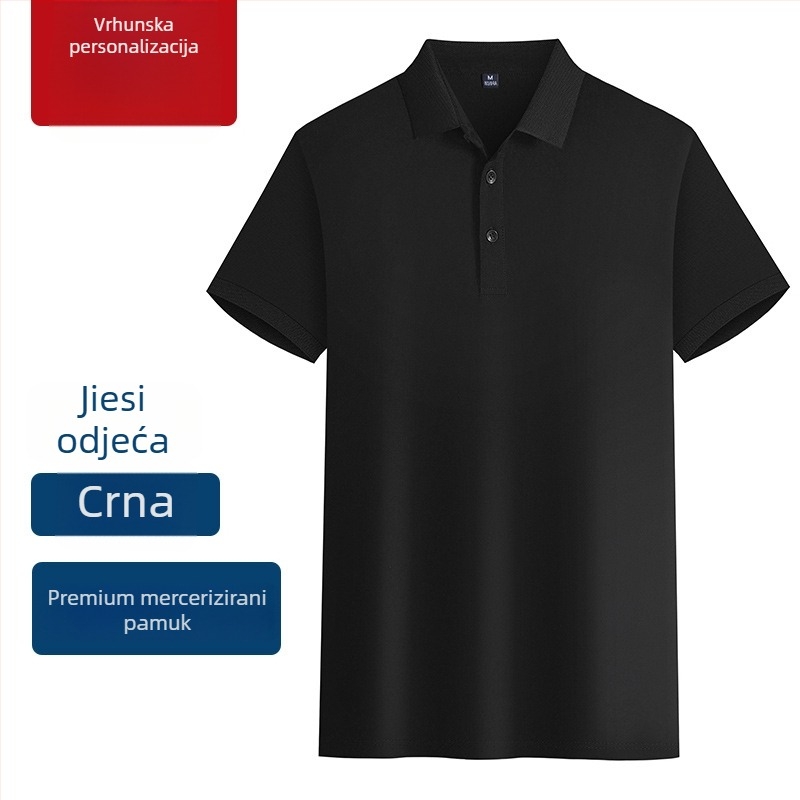 Polo majica od merceriziranog pamuka za radnu uniformu, s izšivenim logom, kratkim rukavima, prozračna i odvodi vlagu.
