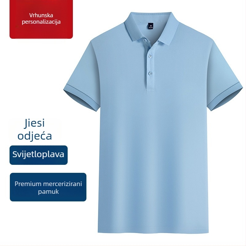 Polo majica od merceriziranog pamuka za radnu uniformu, s izšivenim logom, kratkim rukavima, prozračna i odvodi vlagu.