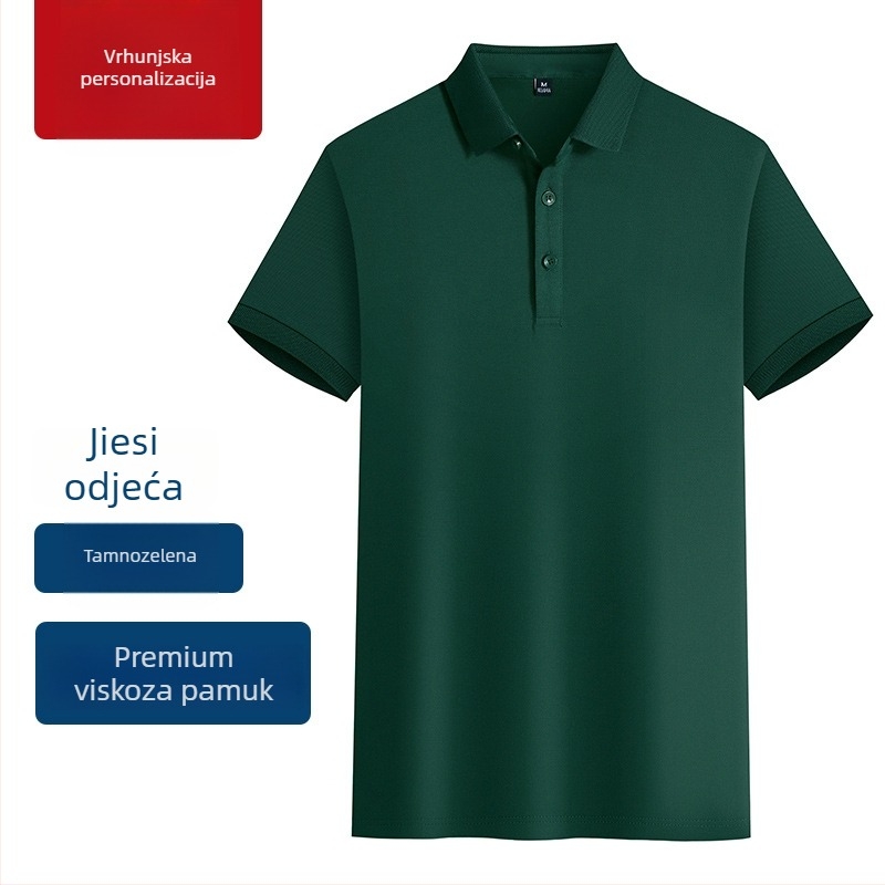 Polo majica od merceriziranog pamuka za radnu uniformu, s izšivenim logom, kratkim rukavima, prozračna i odvodi vlagu.