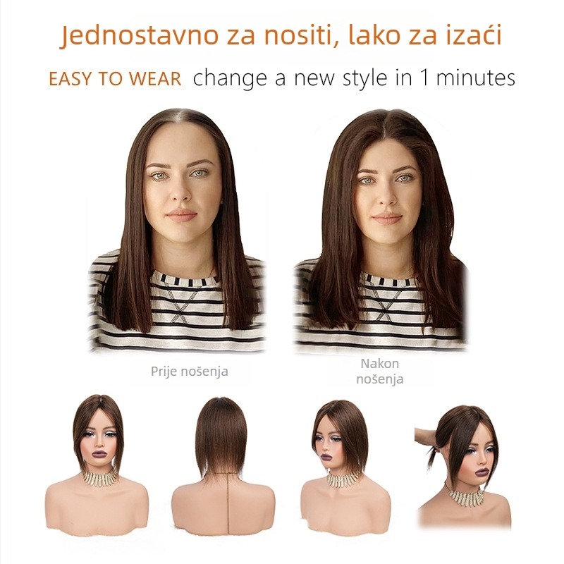 Dio za korijensku periku od pravih dlaka, ravne dlake, model JZ02, mehanizam za pričvršćivanje, za žene