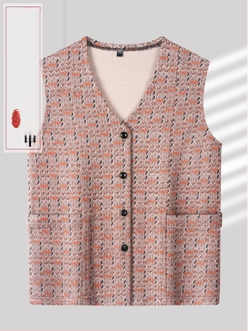 Ženski kardigan-vest za starije osobe – proljeće, jesen i zimu, vitka silueta, neutralan stil, smjesa poliester 30–50%