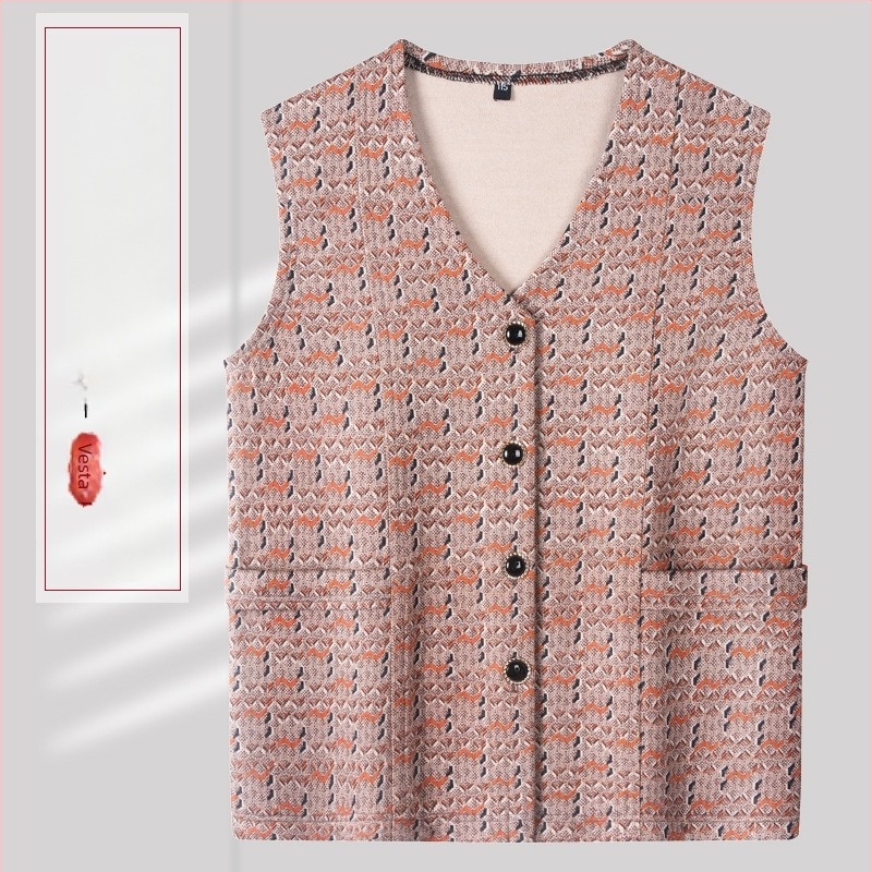 Ženski kardigan-vest za starije osobe – proljeće, jesen i zimu, vitka silueta, neutralan stil, smjesa poliester 30–50%