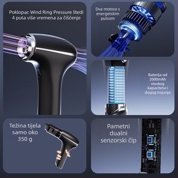 Bežični usisavač, usisna snaga 20000 Pa, 12 V, 100 W, punjiv