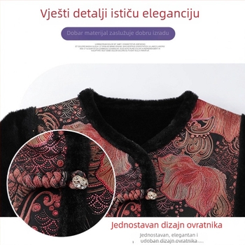 Bezrukavni prsluk, kineski stil, dizajn književnog retro stila, uzorak biljaka i cvijeća, poliester tkanina, PVC ≤30%