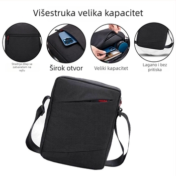 Muška torba za rameno – Oxford platno, Vodootporna, Kompatibilna s 10-inčnim prijenosnikom, Marka Mika Nu, Crossbody stil