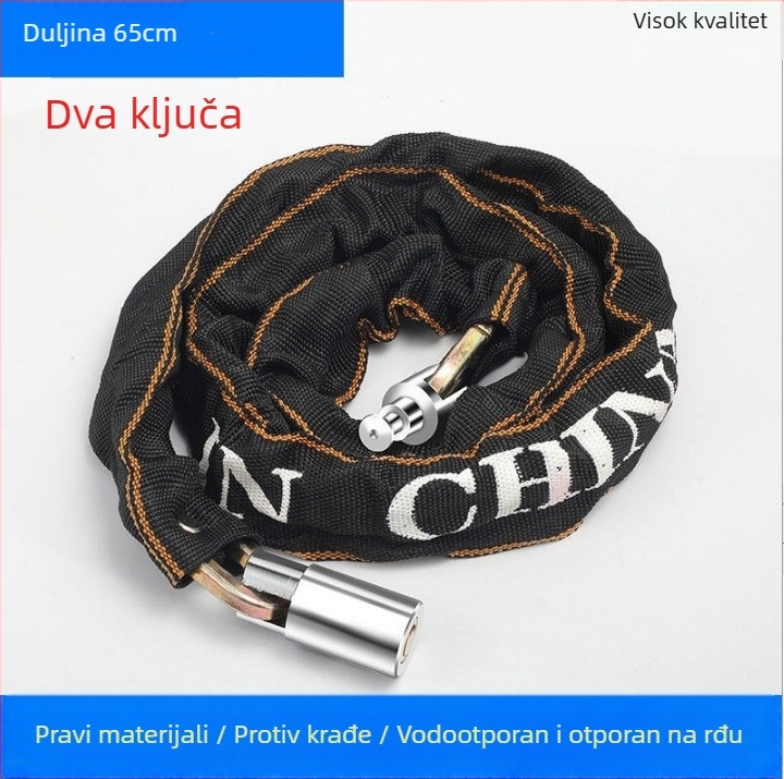 Lančani sigurnosni lokot za bicikle, Strong Force, model 201, legura, 500 g, prenosno, za bicikle, električna vozila i motocikle