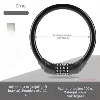 Keyma brava s lozinkom za bicikle, motocikle i električna vozila — četveroznačni kod, PVC-čelični kabel, 100 g