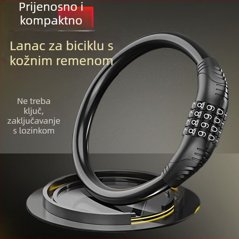Keyma brava s lozinkom za bicikle, motocikle i električna vozila — četveroznačni kod, PVC-čelični kabel, 100 g