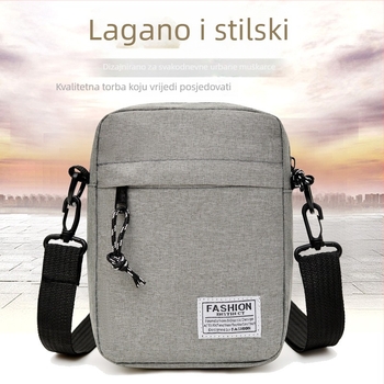 Muška torba na ramenu, denim tkanina, poliester podstava, jednobojni uzorak, pogodno za opuštena putovanja