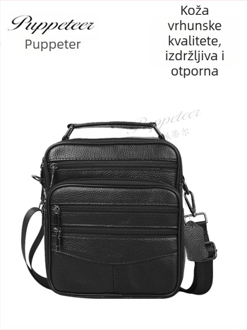 Papetier muška kožna torba preko ramena, gradski stil jednostavnosti, prva sloja kože, vodootporna, višestruki džepovi