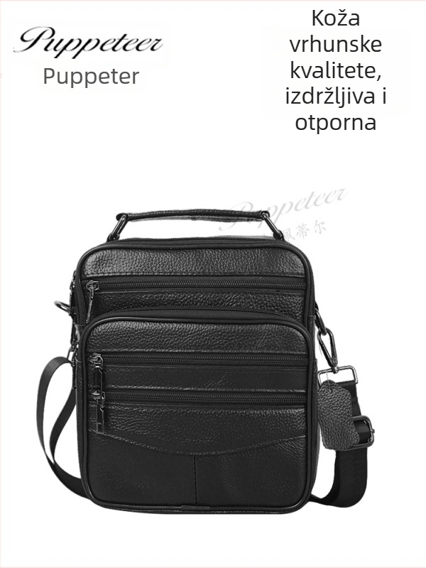 Papetier muška kožna torba preko ramena, gradski stil jednostavnosti, prva sloja kože, vodootporna, višestruki džepovi
