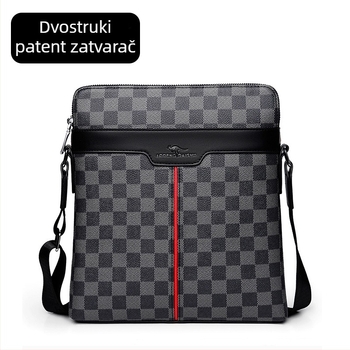Muška torba preko ramena od PU kože, dvostruki zatvarač, crossbody, kompatibilna s 8-inčnim prijenosnikom
