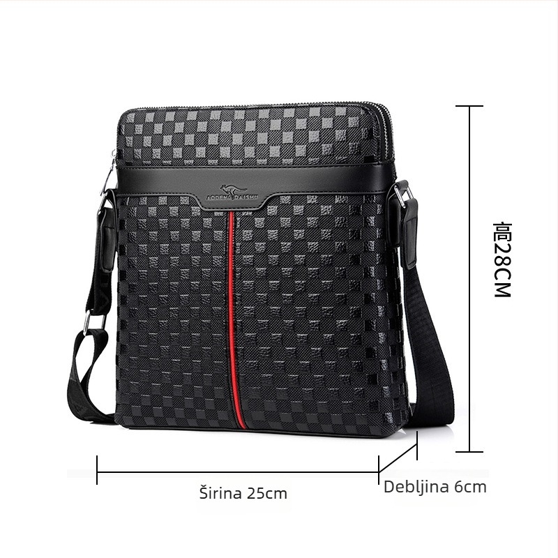 Muška torba preko ramena od PU kože, dvostruki zatvarač, crossbody, kompatibilna s 8-inčnim prijenosnikom