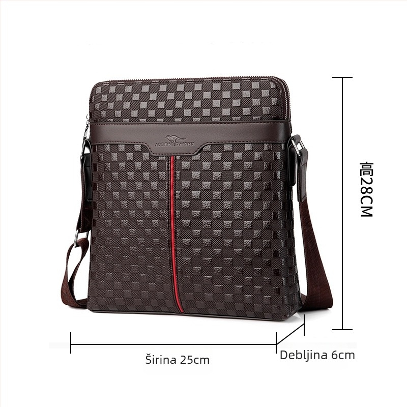 Muška torba preko ramena od PU kože, dvostruki zatvarač, crossbody, kompatibilna s 8-inčnim prijenosnikom