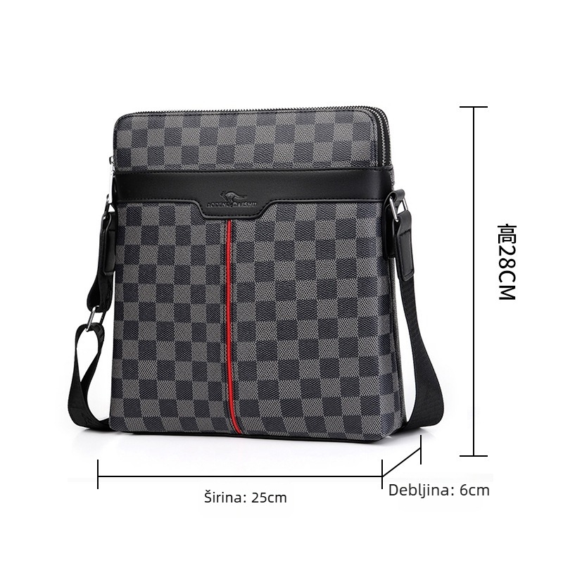 Muška torba preko ramena od PU kože, dvostruki zatvarač, crossbody, kompatibilna s 8-inčnim prijenosnikom