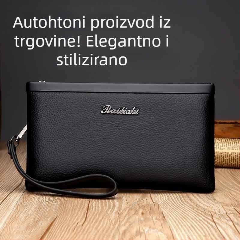 Muška torbica od kože prve sloje, velika kapaciteta, mek klutch, stil kovertne torbe