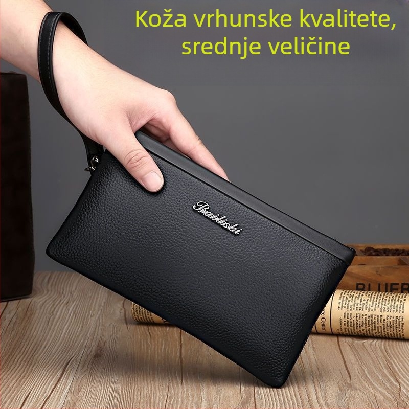 Muška torbica od kože prve sloje, velika kapaciteta, mek klutch, stil kovertne torbe