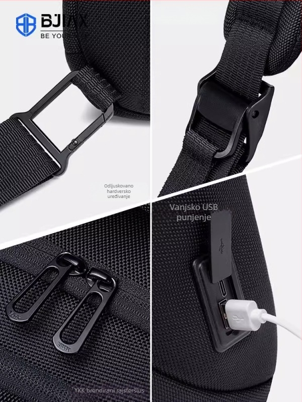 Muška prsna torbica - multifunkcionalna crossbody, najlon, vodootporna, velika kapaciteta, gradski minimalistički stil