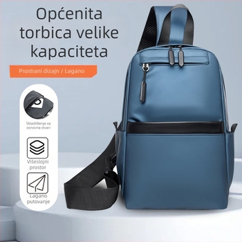 Muška crossbody torba za posao, kožna tkanina, kapacitet za 8-inčni laptop, poliester podstava, stil poslovnog putovanja