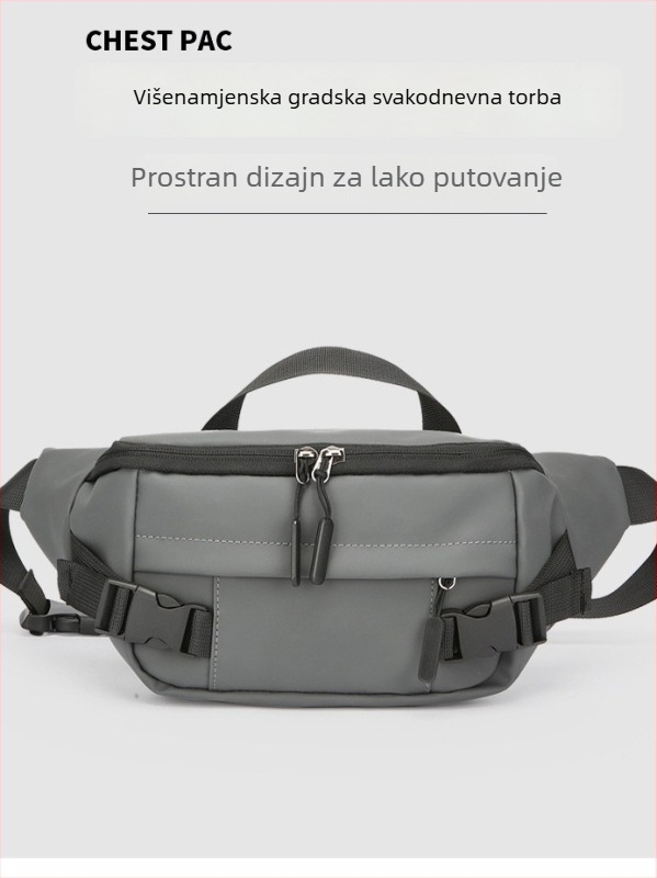 Muška torba za struk uličnog stila, membranski materijal, prozračna, ultra lagana, otporna na habanje, polyesterova podstava