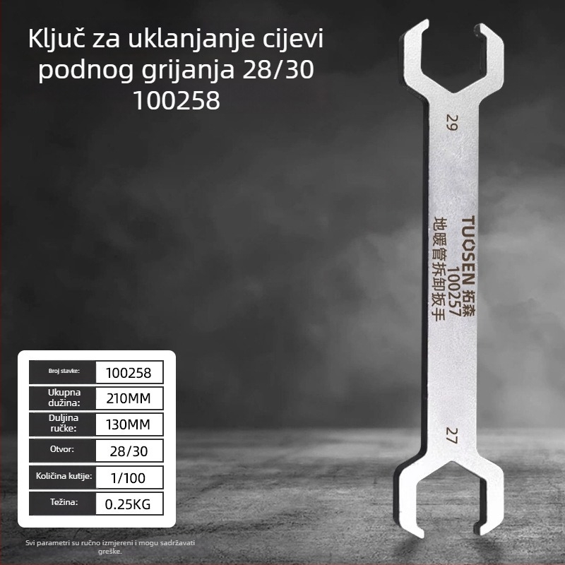 Tuosen kliješta za uklanjanje cijevi podnog grijanja, stil kliješta za cijevi, standardne značajke