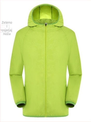 Unisex vanjska jakna za vjetar s UV zaštitom UPF30+, prozračna, ultra lagana, poliester, s kapuljačom