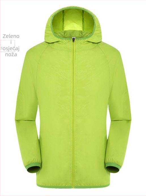 Unisex vanjska jakna za vjetar s UV zaštitom UPF30+, prozračna, ultra lagana, poliester, s kapuljačom