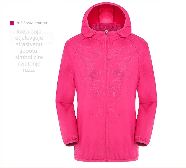 Unisex vanjska jakna za vjetar s UV zaštitom UPF30+, prozračna, ultra lagana, poliester, s kapuljačom