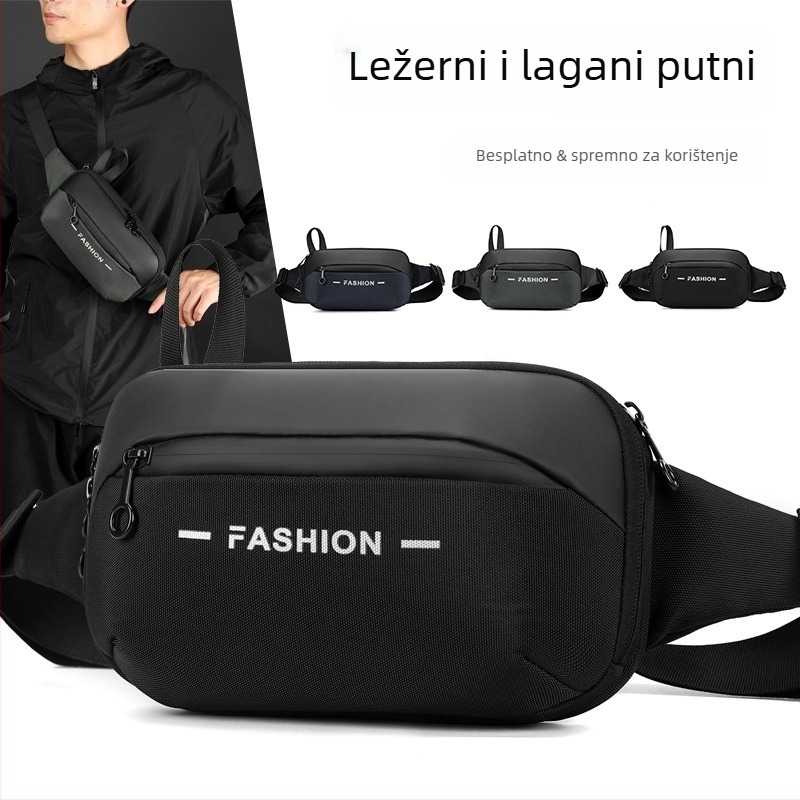 Muška torba za prsa preko ramena – gradski jednostavan stil, Oxford tkanina, prozračna, ultra lagana, uzorak s slovima