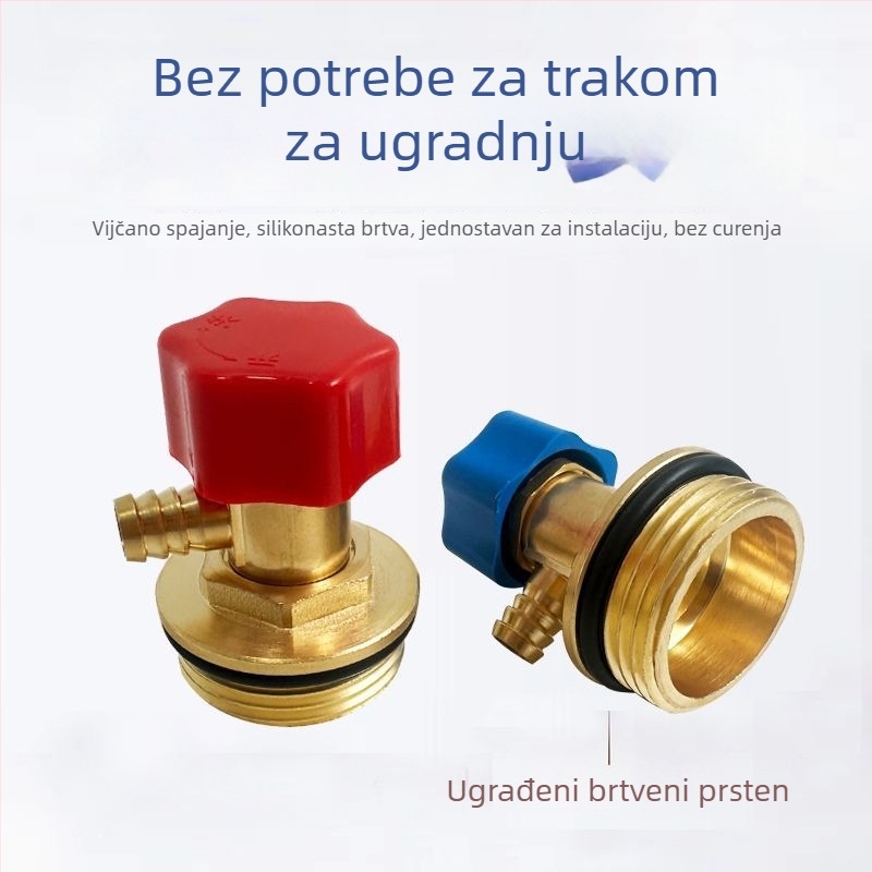Ispušni ventil radiatora, bakreno tijelo, navojni spoj, 0–100°C, 8 mm grana, ventil za ispuštanje zraka