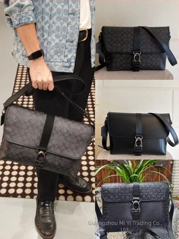 Muška crossbody torba - gradski minimalistički stil, od prave kože, vodootporna i zaštita od krađe, velik kapacitet