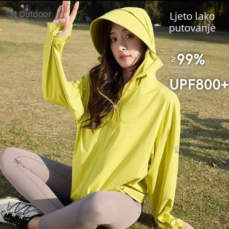 Muxingzhe TS25FS061 Vanjska vjetrovka s kapuljom, najlon, UPF800+ UV zaštita, prozračna i brzo-sušeći, unisex
