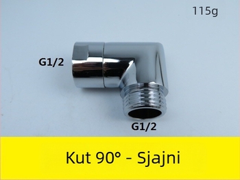 Bakreni kutni adapter za tuš, 135° i 90°, Yong Xin
