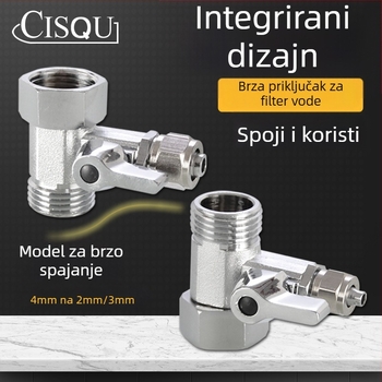 Trostruki ventil za pročišćavanje vode, bakreno kućište, navojni spoj, promjer grane 3, radna temperatura 0–100°C