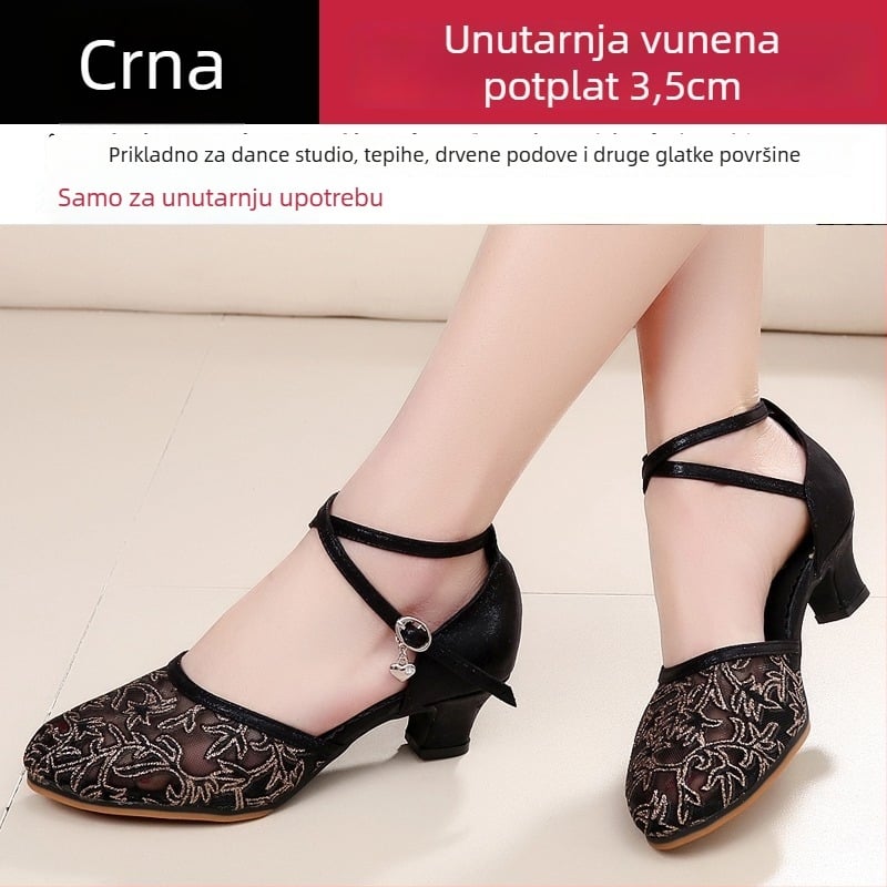 Lanxuan ženske latino plesne cipele, visoka peta, meka potplata, za društvene plesove