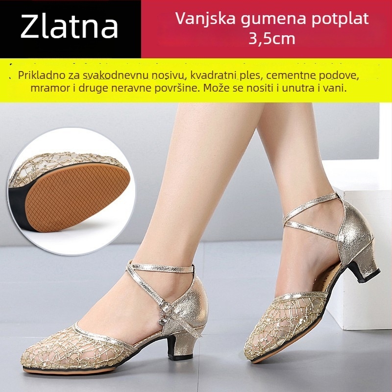 Lanxuan ženske latino plesne cipele, visoka peta, meka potplata, za društvene plesove