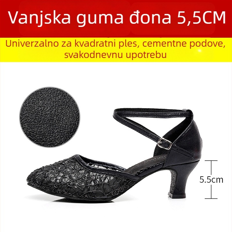 Lanxuan ženske latino plesne cipele, visoka peta, meka potplata, za društvene plesove