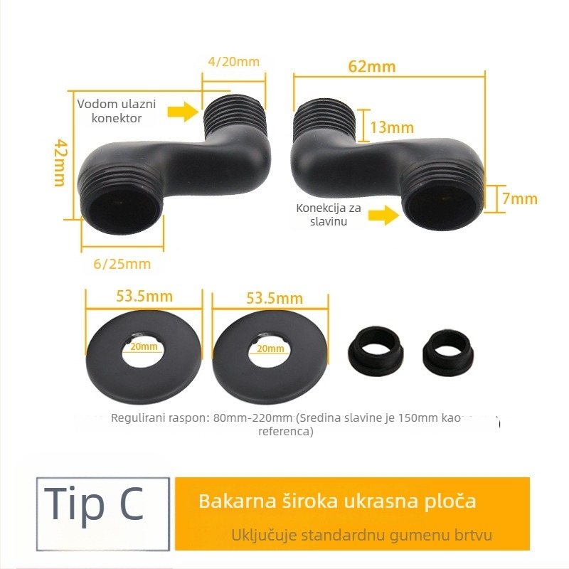 Tuš konverter QT126, bakreno tijelo, elektroplatirano, spiralna instalacija