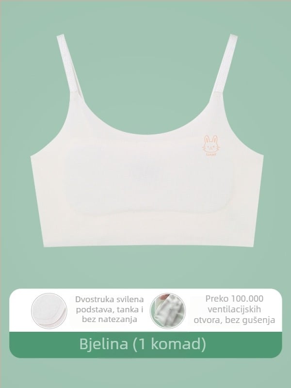 Potkošulja-vest za djevojčice 9–13 godina, najlon materijal, podstava od spandeksa 30–50%, ultra-tanke oblikovane čašice s pamukom, naramenice s vezicama