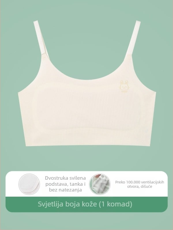 Potkošulja-vest za djevojčice 9–13 godina, najlon materijal, podstava od spandeksa 30–50%, ultra-tanke oblikovane čašice s pamukom, naramenice s vezicama