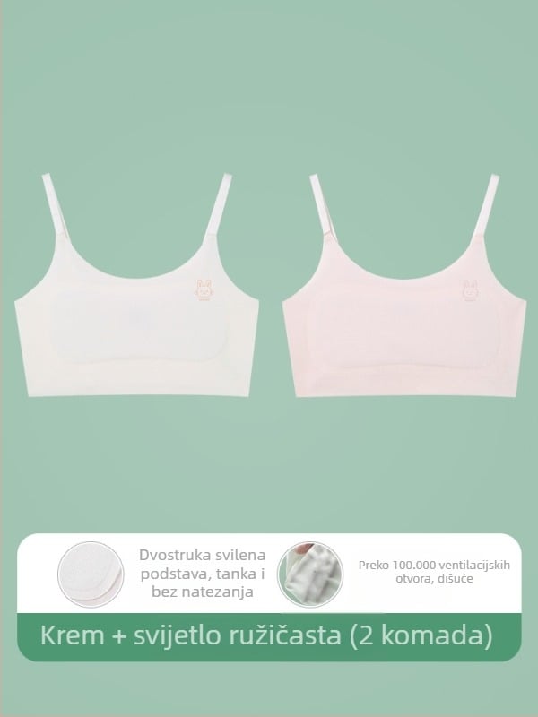 Potkošulja-vest za djevojčice 9–13 godina, najlon materijal, podstava od spandeksa 30–50%, ultra-tanke oblikovane čašice s pamukom, naramenice s vezicama