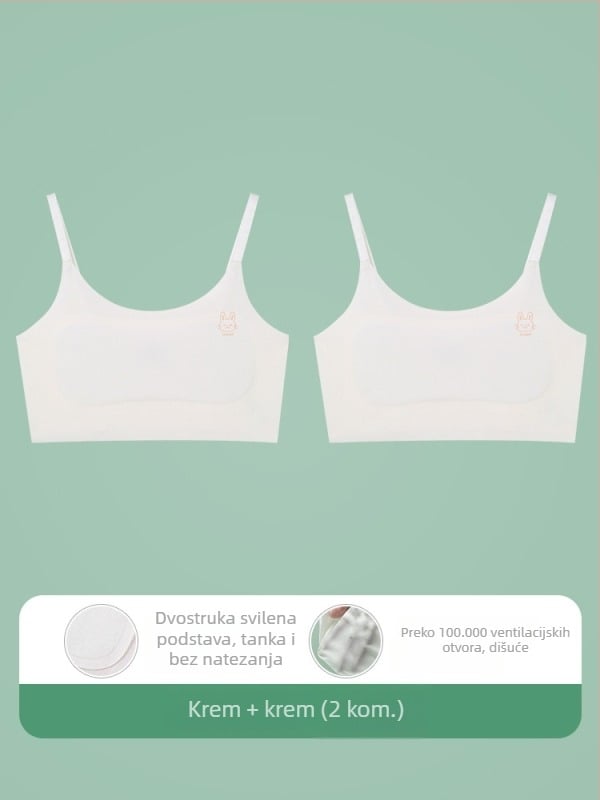 Potkošulja-vest za djevojčice 9–13 godina, najlon materijal, podstava od spandeksa 30–50%, ultra-tanke oblikovane čašice s pamukom, naramenice s vezicama