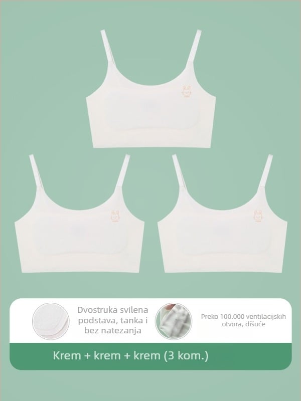 Potkošulja-vest za djevojčice 9–13 godina, najlon materijal, podstava od spandeksa 30–50%, ultra-tanke oblikovane čašice s pamukom, naramenice s vezicama