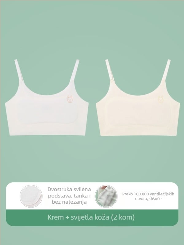 Potkošulja-vest za djevojčice 9–13 godina, najlon materijal, podstava od spandeksa 30–50%, ultra-tanke oblikovane čašice s pamukom, naramenice s vezicama